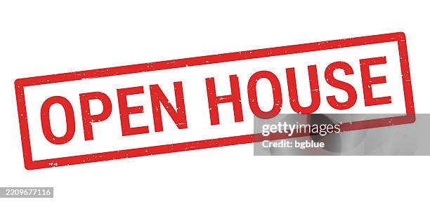 open house - red rubber stamp on white background - open house stock illustrations
