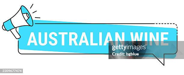 australian wine - speech bubble and megaphone on white background - vineyard worker stock illustrations