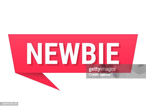 newbie - red speech bubble on blank background - junior level stock illustrations