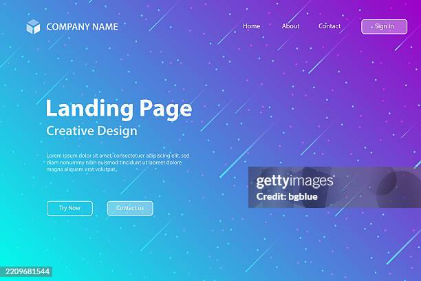 landing page template - trendy starry sky with blue gradient - website drop down stock illustrations