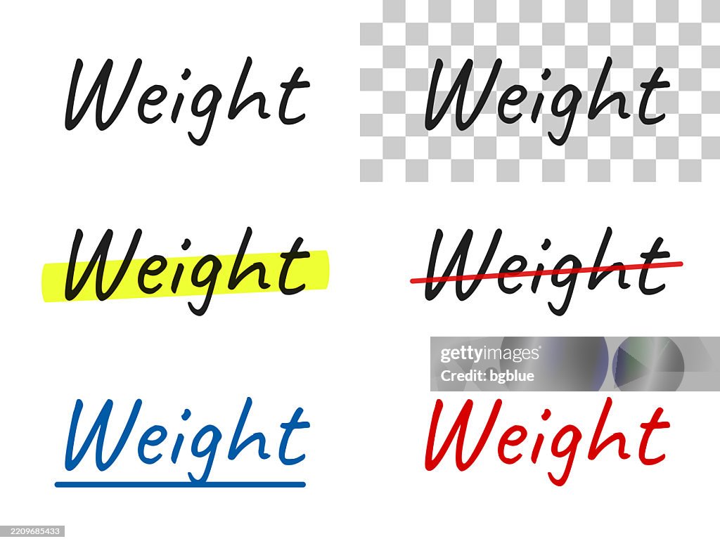 Weight Handwritten Text Highlighted Crossed Out Underlined On Blank ...