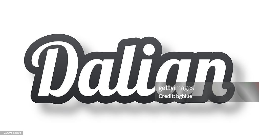 Dalian - 3D Text with shadow on white background