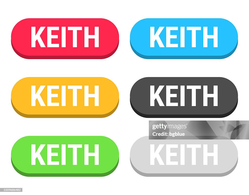 Keith Name Vector Keith Male Name Colorful 3d Click Web Buttons On Blank Background High ...
