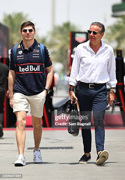 Max Verstappen of the Netherlands and Oracle Red Bull Racing and Raymond Vermeulen, Manager of Max Verstappen arrive in the Paddock prior to practice...