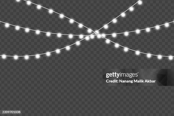 chrismas lights with transparent background - string lights transparent stock illustrations