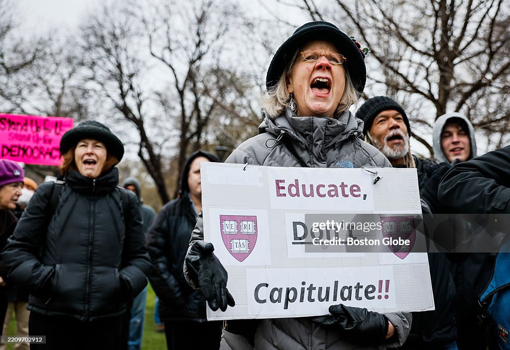 Cambridge protesters urge Harvard not to concede to Trump demands: 'We have some demands, too. Back off.'