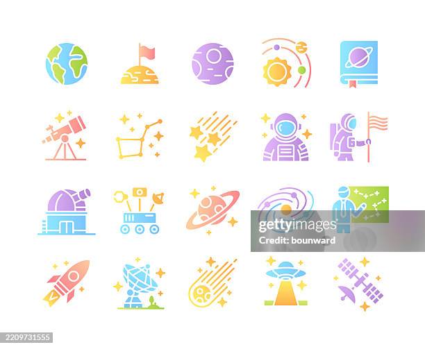 astronomy color gradient icons. vector - education logo stock illustrations