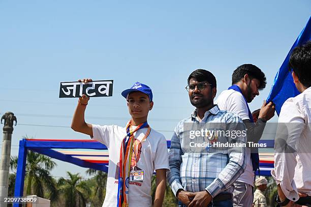People seen on the occasion of the 134th birth anniversary of Dalit icon BR Ambedkar at Rashtriya Dalit Prerna Sthal, sector 95 on April 14, 2025 in...