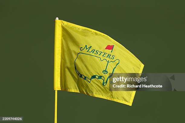 Flag blows in the breeze during the second round of the 2025 Masters Tournament at Augusta National Golf Club on April 11, 2025 in Augusta, Georgia.