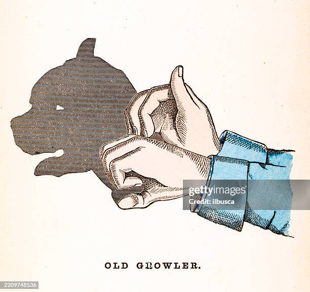 antique color illustration from children's book (1868), shadow puppetry - shadow puppet stock illustrations
