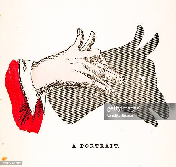 antique color illustration from children's book (1868), shadow puppetry - shadow puppet stock illustrations