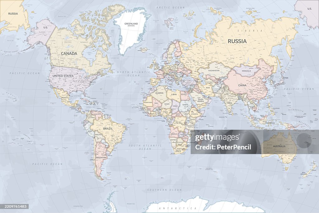 All Rever Map Country Vector Political World Map With Country Names And Borders High-Res ...