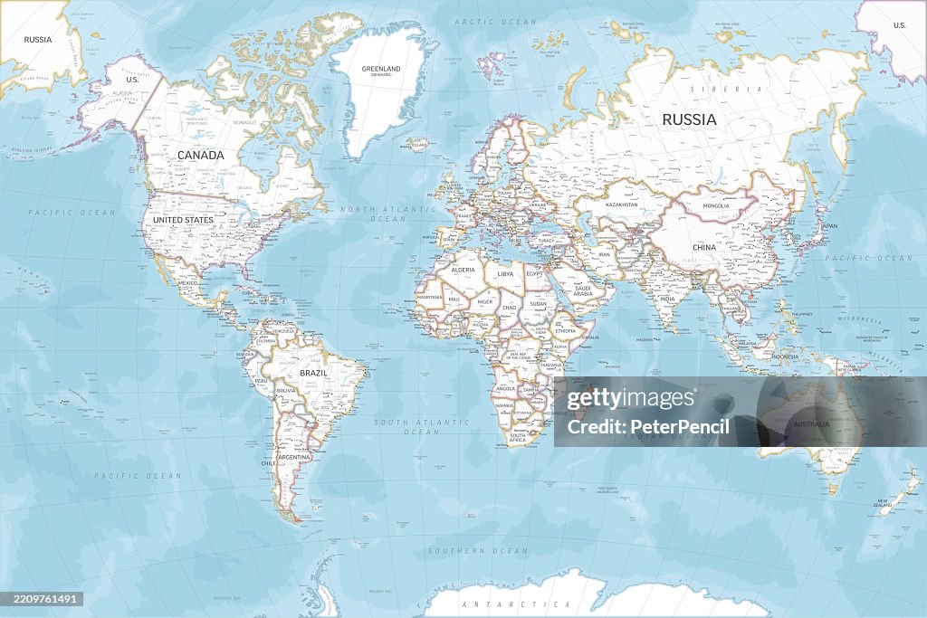All Rever Map Country Vector Political World Map With Country Names And Borders High-Res ...