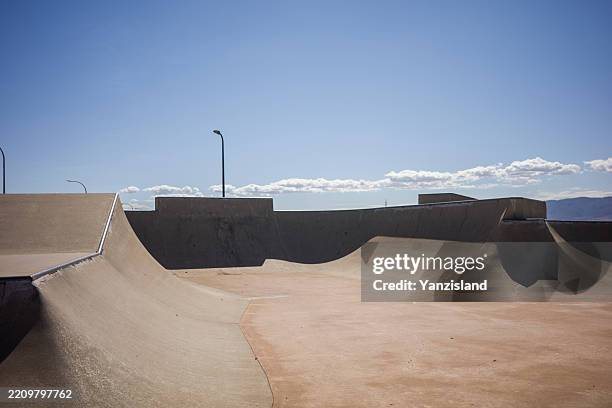 skateboard playground in public park, nobody - skateboard park stock pictures, royalty-free photos & images