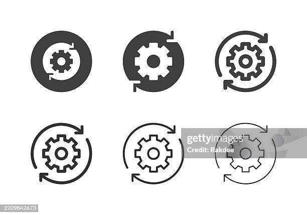 stockillustraties, clipart, cartoons en iconen met gear with arrow circle icons - multi series - monteur