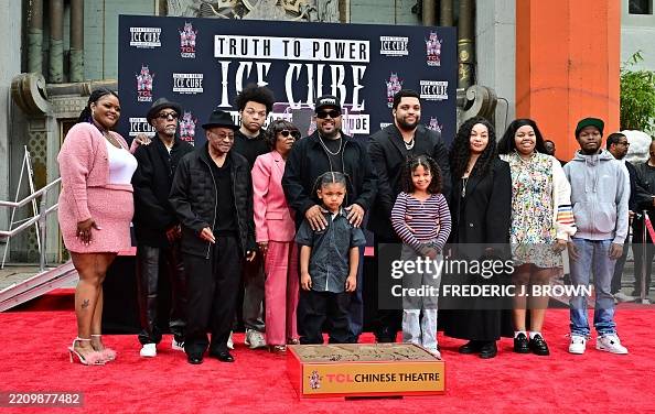 Ice Cube Rapper Present US rapper Ice Cube poses with his damily during his hand and... News ...