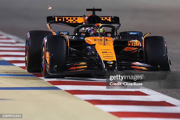 Oscar Piastri of Australia driving the McLaren MCL39 Mercedes on track during qualifying ahead of the F1 Grand Prix of Bahrain at Bahrain...