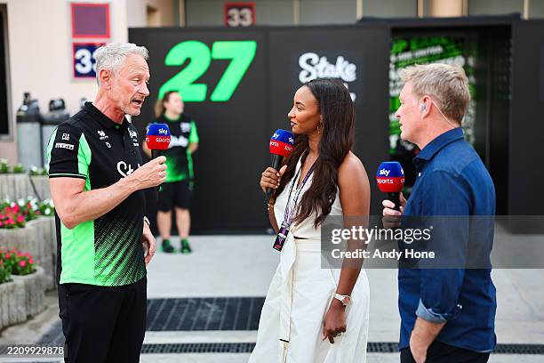 Jonathan Wheatley, Team Principal of Stake F1 Team Kick Sauber is interviewed by Naomi Schiff and Martn Brundle for Sky Sports F1 during qualifying...