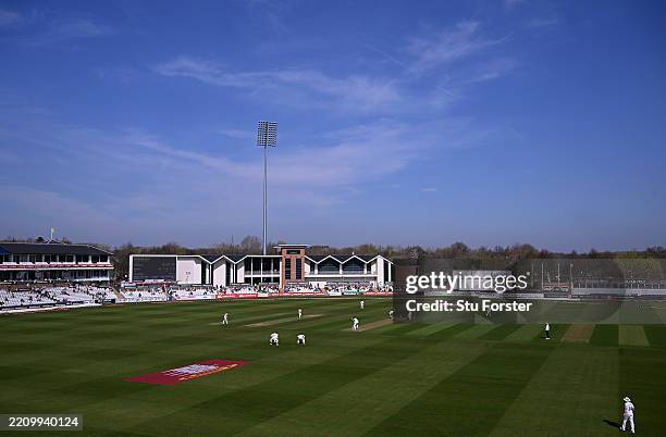 General view of the game during day two of the Rothesay County Championship Division One match between Durham and Warwickshire at Banks Homes...
