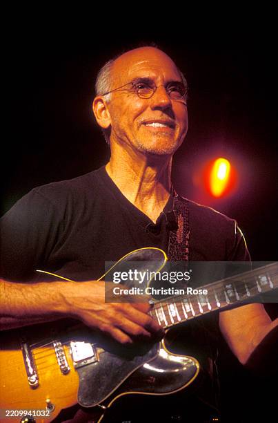 Larry Carlton , American jazz guitarist, during a concert at the New Morning. Paris , April 7, 2008.