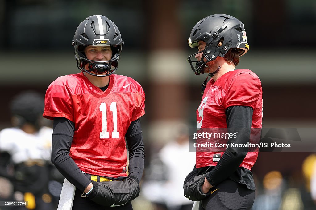 Spring App State Noah Gillon of the Appalachian State Mountaineers and Billy Wiles of ...