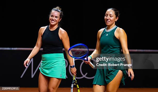 Jessica Pegula of the United States and Desirae Krawczyk of the United States in action against Nicole Melichar-Martinez of the United States and...