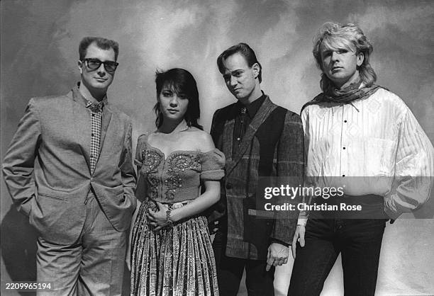 The members of Cock Robin, American new wave and pop rock band composed of Louis Molino III, American drummer, Anna LaCazio , American singer, Peter...