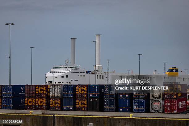 Picture shows a fire aboard CLdN megaroro 'Delphine' in Zeebrugge, on Wednesday 16 April 2025. A fire has broken out aboard CLdN's megaroro...