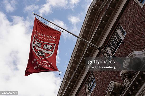 Graduate School of Arts and Sciences flag on the Harvard University campus in Cambridge, Massachusetts, US, on Wednesday, April 16, 2025. President...