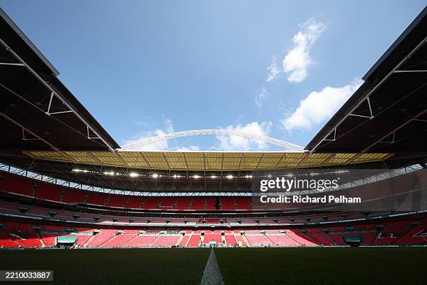 General view inside the stadium prior to the Vertu EFL Trophy Final match between Birmingham City and Peterborough United at Wembley Stadium on April...