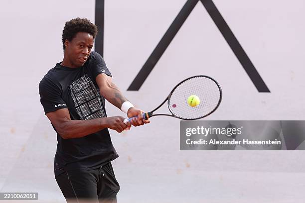 Gael Monfils of France in action during a training session on day two of the BMW Open at MTTC IPHITOS on April 13, 2025 in Munich, Germany.