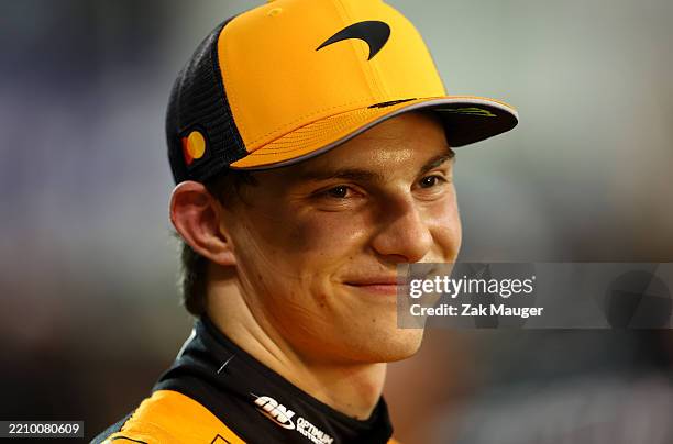 Race winner Oscar Piastri of Australia and McLaren in parc ferme during the F1 Grand Prix of Bahrain at Bahrain International Circuit on April 13,...
