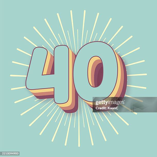 nummer 40. abstrakte zahlenvorlage. jubiläumsnummer vorlage isoliert, jubiläum symbol etikett, jubiläumssymbol vektor stock-illustration - zahl 40 stock-grafiken, -clipart, -cartoons und -symbole