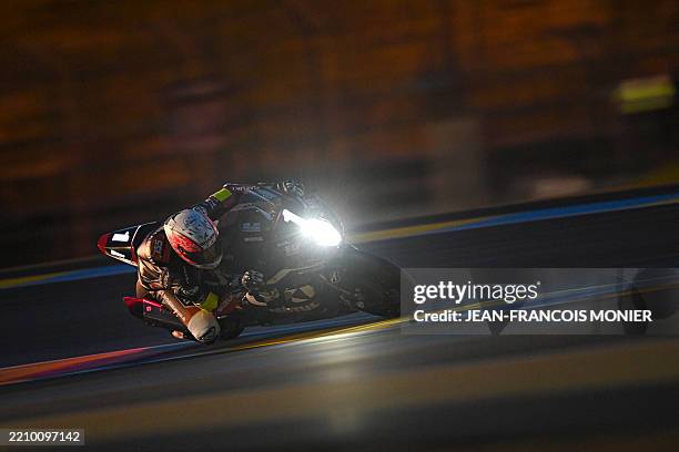 Suzuki GSX-R 1000 French rider Etienne Masson competes during the first qualifying session of the 48th Le Mans 24-hours endurance moto race, in Le...