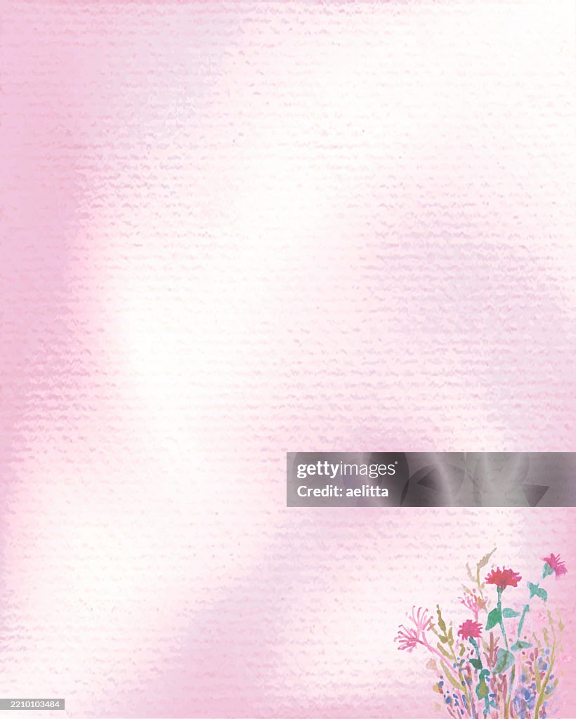 Vector illustration - beautiful flowers. Textured effect. Watercolor. Copy space.