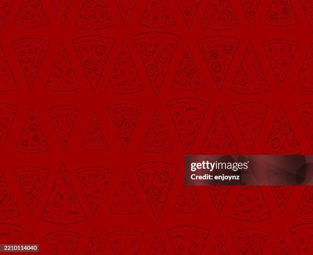 seamless red pizza slices wallpaper background - pizza background stock illustrations