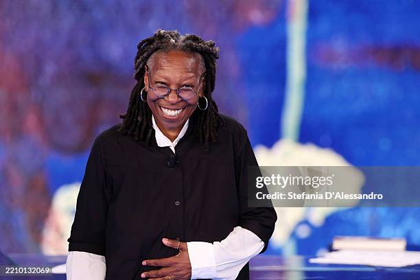 Whoopi Goldberg attends the "Che Tempo Che Fa" TV show at Nove Studios on April 13, 2025 in Milan, Italy.