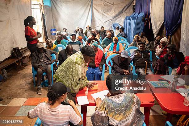 Kenyans are seen at the Kibera Day Care Centre for the Elderly in Kibera, the largest slum in the Kenyan capital Nairobi, on April 15, 2025. The...