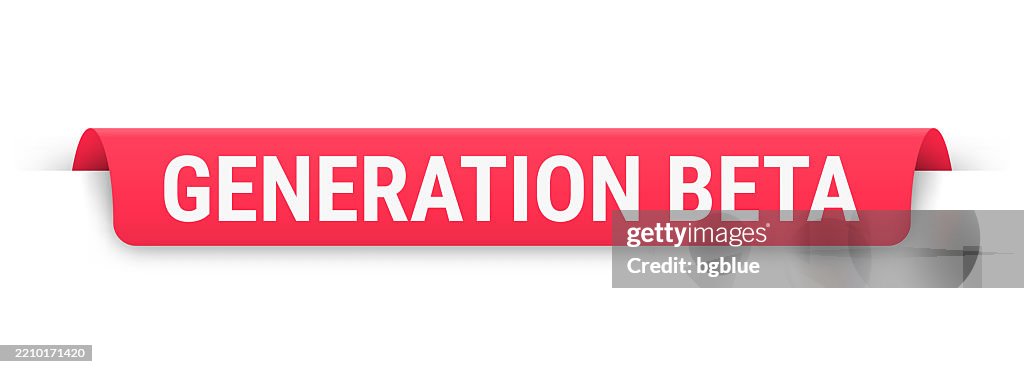Generation Beta Red Banner Bookmark Ribbon Label On White Background ...