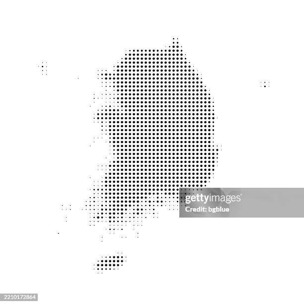 south korea map of dots on white background - south korea stock illustrations