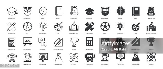 Collection of education, school, university, graduation, learning, book thin line and glyph solid icon. Editable stroke and perfect pixel isolated on transparent background Collection of education, school, university, graduation, learning, book thin line and glyph solid icon. Editable stroke and perfect pixel isolated on transparent background
