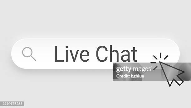 live chat - search bar with cursor on blank background - live chat button stock illustrations