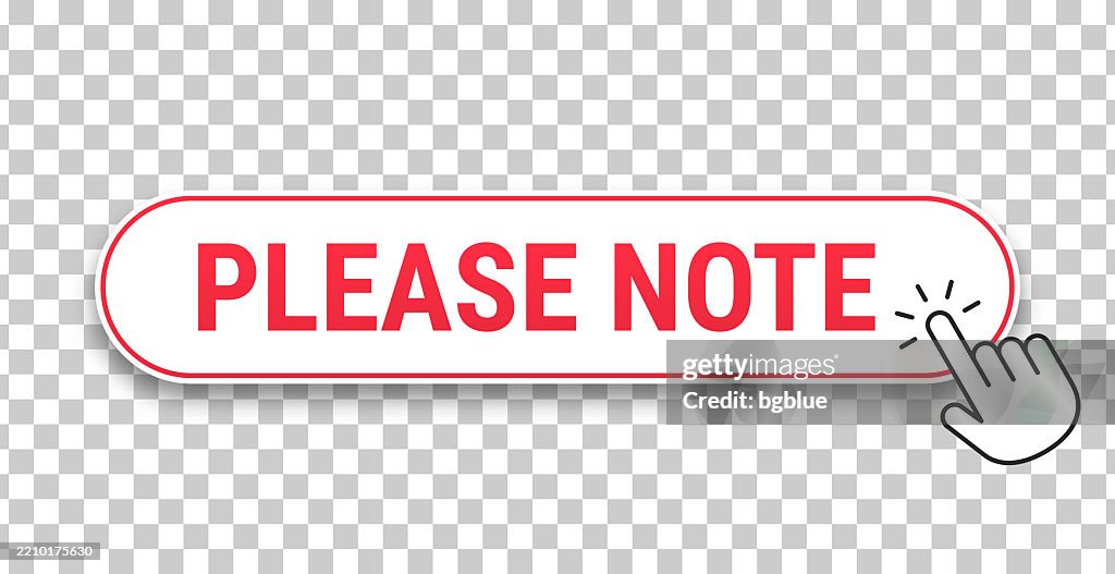 Please Button Please Note 3d Click Web Button With Hand Cursor On Blank Background ...
