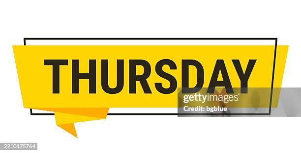 thursday - yellow speech bubble on white background - thursday stock illustrations