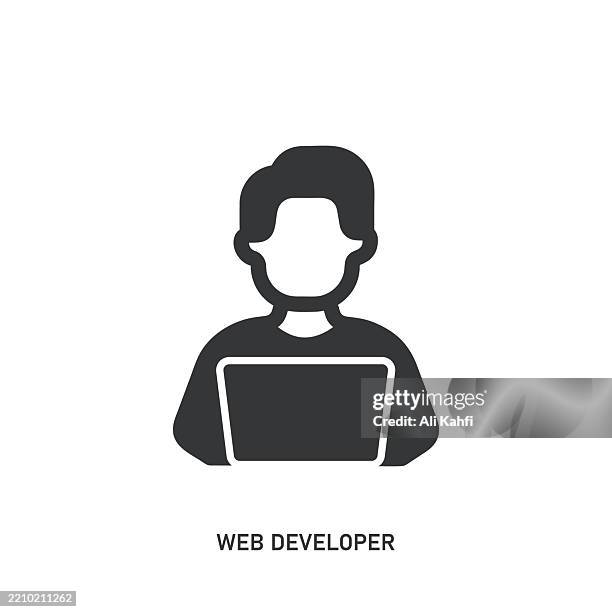 web developer glyph solid icon. solid icon that can be applied anywhere, simple, pixel perfect and modern style. - computer programmer team stock illustrations
