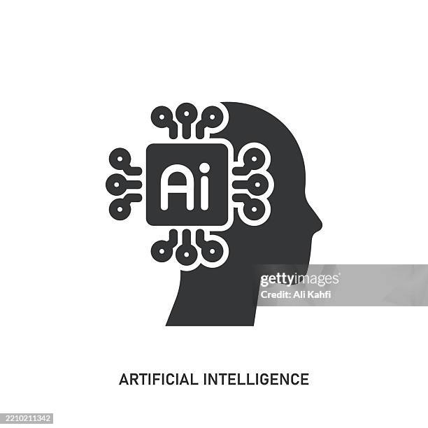 artificial intelligence glyph solid icon. solid icon that can be applied anywhere, simple, pixel perfect and modern style. - computer chip hand stock illustrations