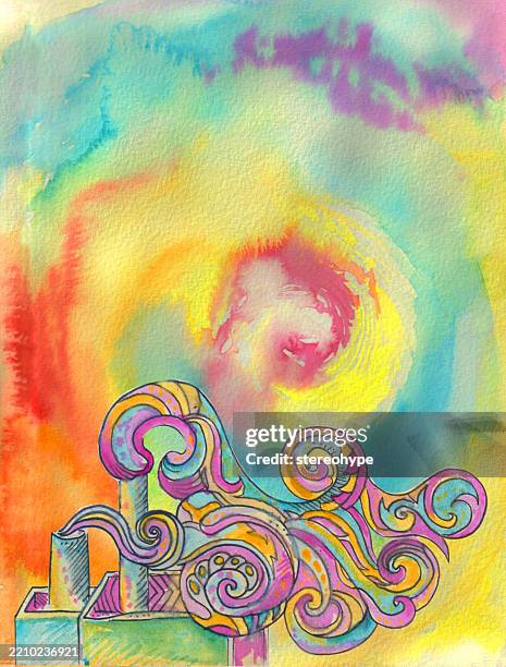 rainbow vortex pollution - light breaking through stock illustrations
