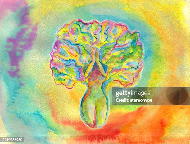 rainbow vortex tree lady - rainforest canopy stock illustrations