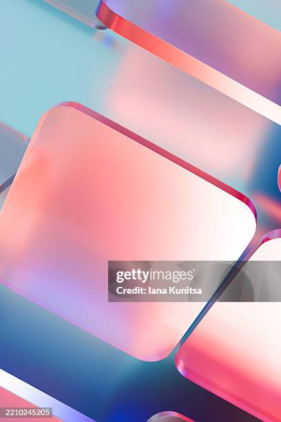 futuristic abstract technology vertical background with gradient pink and blue colors and rounded 3d shapes. modern, minimal, elegant design for tech, branding concepts, innovation, digital themes. - glass cube 3d stock pictures, royalty-free photos & images