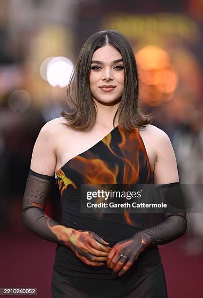 Hailee Steinfeld attends the "Sinners" European Premiere at the Cineworld Leicester Square on April 14, 2025 in London, England.